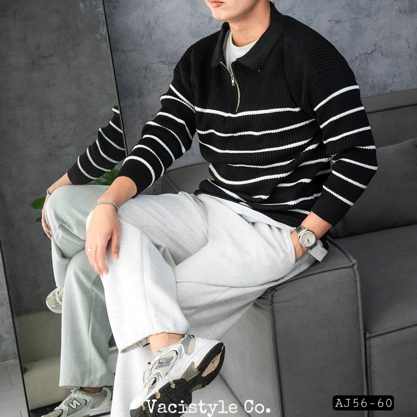 Knitted Half-Zip Polo Sweater